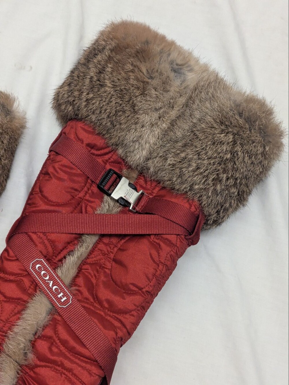 Coach Y2K Mackenzie Rabbit Fur Wedge Knee High Monogram Logo Boots Women's 9 - Picture 6 of 15